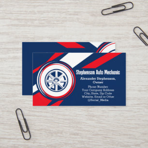 Band Logo Patriottisch Auto Mechanicien Auto Visitekaartje