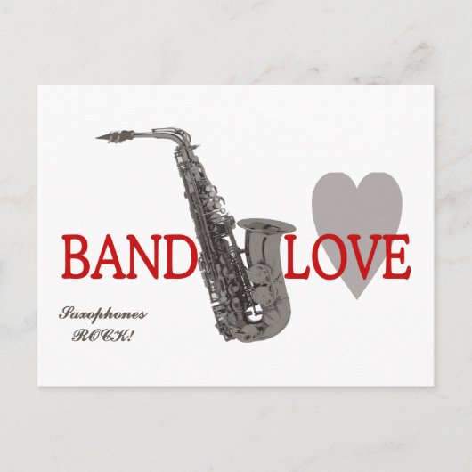 Band Love/ Saxophone Briefkaart (Voorkant)