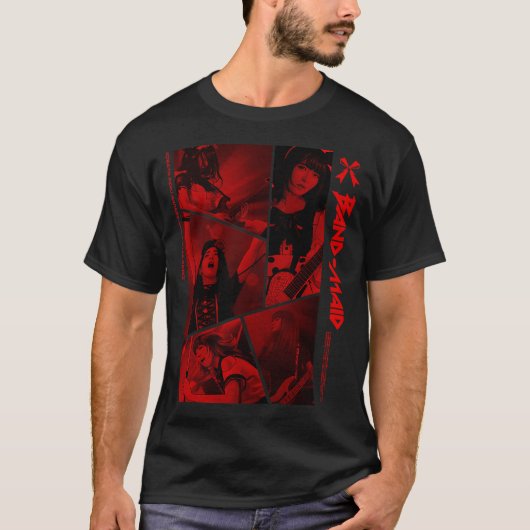 BAND-MAID-PANEEL (ROOD) T-SHIRT (Voorkant)