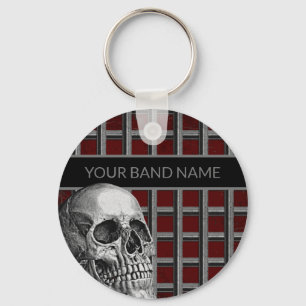 Band Merch Custom Name Rock Skull Metal Music Sleutelhanger