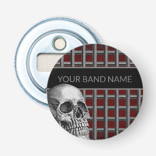 Band Merch Custom Name Skull Rock Metal Music Button Flesopener