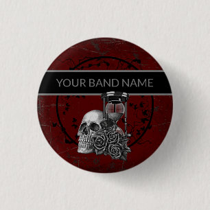 Band Merch Custom Name Skull Roos Rock Roll Music Ronde Button 3,2 Cm
