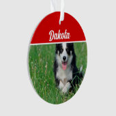 Band met naam en kerstfoto ornament (voorkant)