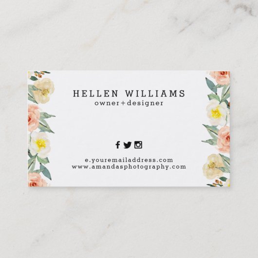 Band met pasteiperzikbloem visitekaartje (Achterkant)