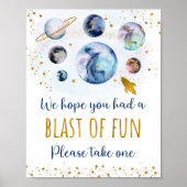 Band met Space Blue Gold Party voor geboorte Poster (Voorkant)