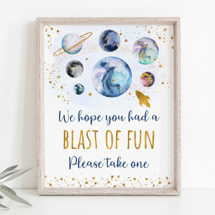 Band met Space Blue Gold Party voor geboorte Poster