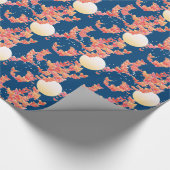 Band met vlinders - koraal, blauwgroen blauw cadeaupapier (Hoek)