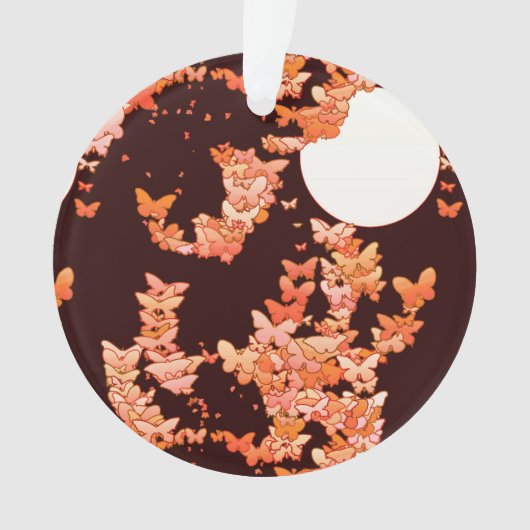 Band met vlinders - koraal, chocolade ornament (voorkant)