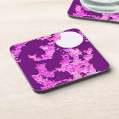 Band met vlinders - orchidee, amethyst bier onderzetter (Linkerzijde)