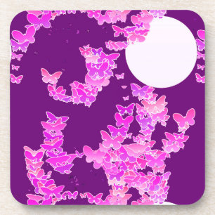 Band met vlinders - orchidee, amethyst bier onderzetter