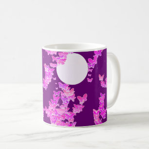 Band met vlinders - orchidee, amethyst koffiemok