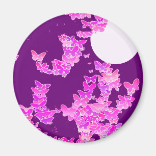 Band met vlinders - orchidee, amethyst magneet