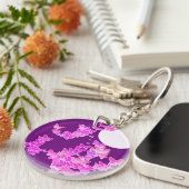 Band met vlinders - orchidee, amethyst sleutelhanger (Voorkant Rechts)