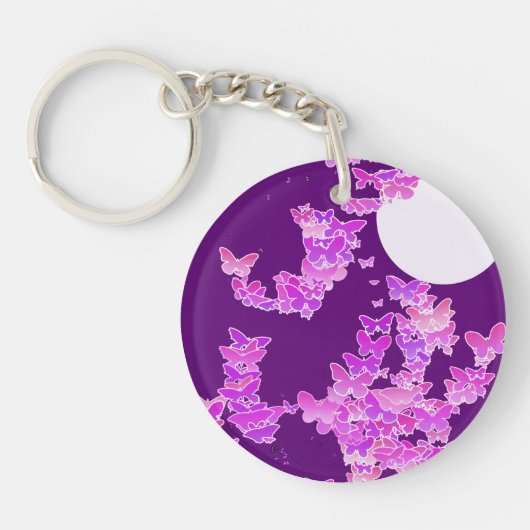 Band met vlinders - orchidee, amethyst sleutelhanger (Voorkant)