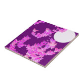 Band met vlinders - orchidee, amethyst tegeltje (Zijkant)