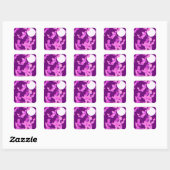 Band met vlinders - orchidee, amethyst vierkante sticker (Vel)