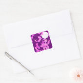Band met vlinders - orchidee, amethyst vierkante sticker (Envelop)