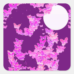 Band met vlinders - orchidee, amethyst vierkante sticker