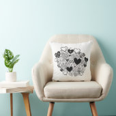 Band met zwarte en witte hartdetails kussen (Stoel)