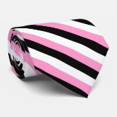 Band met zwarte, roze en witte diagonale stropen stropdas (Opgerold)