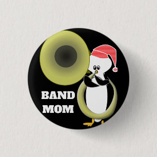 Band Moeder Baby Pinguïn die Tuba Speelt Ronde Button 3,2 Cm