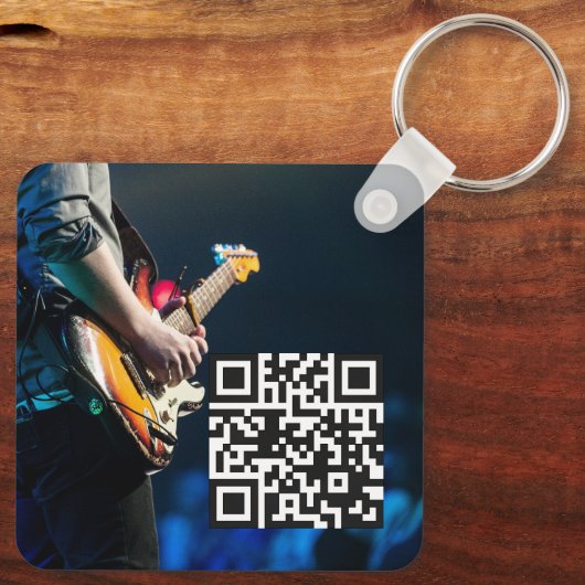 Band Muzikant QR code Advertentie Sleutelhanger (Achterkant)