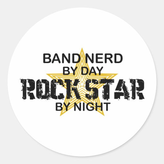 Band Nerd Rock Star by Night Ronde Sticker (Voorkant)