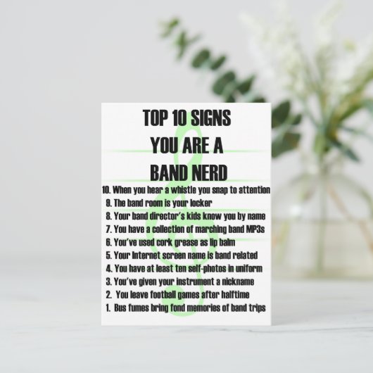 Band Nerd Top 10 Briefkaart (Staand voorkant)