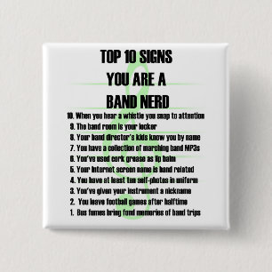 Band Nerd Top 10 Vierkante Button 5,1 Cm