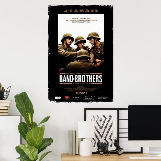 Band of Brothers movie poster featuring soldiers r (Thuiskantoor)