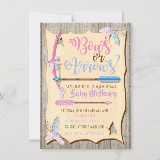 Band of pijlen Baby shower onthullen Kaart (Voorkant)