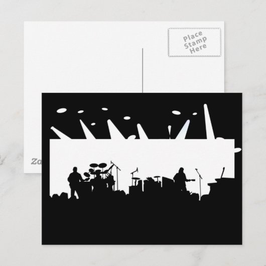 Band op het Silhouet B&W van het Overleg van het Briefkaart (Voorkant / Achterkant)