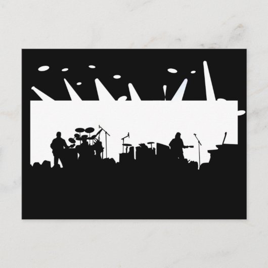 Band op het Silhouet B&W van het Overleg van het Briefkaart (Voorkant)