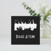 Band op Stage Concert Silhouette B&W Kaart (Staand voorkant)