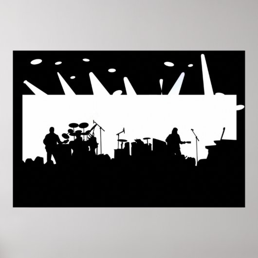 Band op Stage Concert Silhouette B&W Poster (Voorkant)
