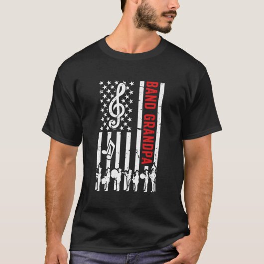 Band Opa Amerikaanse vlag Marching Band Opa T-shirt (Voorkant)