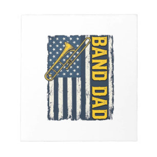 Band Papa Trombone Amerikaanse Vlag Vintage T-shir Notitieblok