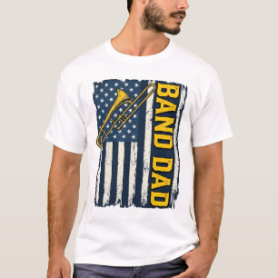 Band Papa Trombone Amerikaanse Vlag Vintage T-shir T-shirt