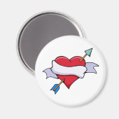 Band & Pijl-Valentijn Hart met lege banner Magneet (Voorkant / Achterkant)