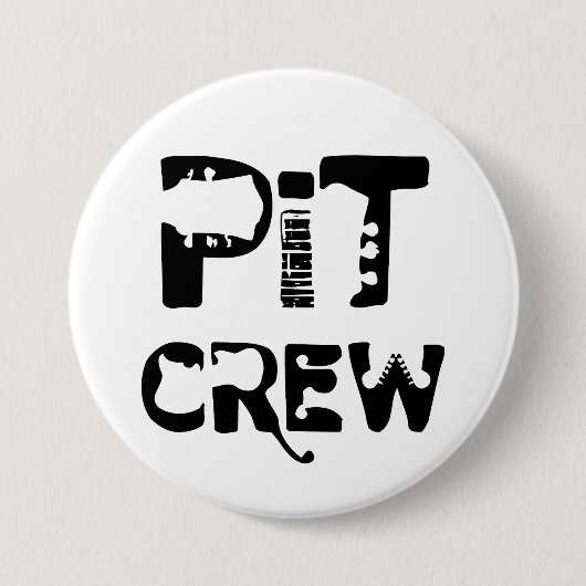 Band Pit Crew Muzikale Tekst Ronde Button 7,6 Cm (Voorkant)