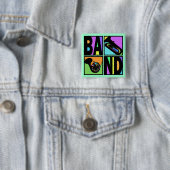 BAND POP ART SQUARES VIERKANTE BUTTON 5,1 CM (In situ)