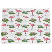 Band Roze Flamingo patroon cadeau tas Groot Cadeauzakje (Voorkant)