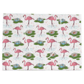 Band Roze Flamingo patroon cadeau tas Groot Cadeauzakje (Achterkant)
