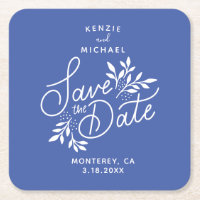 Band Save the Date Hand Drawn Botanicals Blue