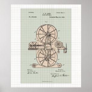 Band Saw Mill Patent Poster