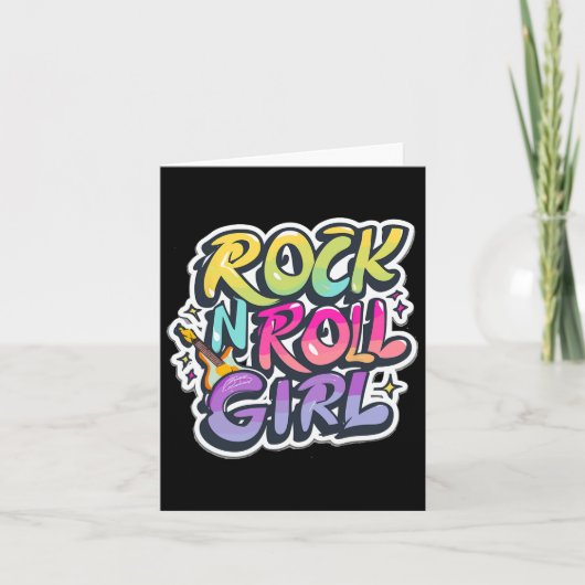 Band Shirten voor Kids Rock N Roll Girl Rock and R Kaart (Voorkant)