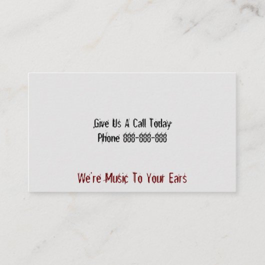 Band Singer Visitekaartje (Achterkant)