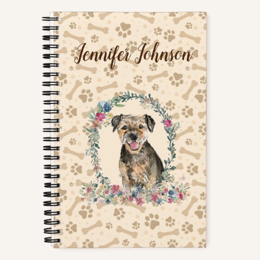 Band Terrier Dog Paw Print & Florence Cute Notitieboek (Voorkant)