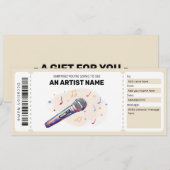 Band Ticket, Concert Cadeaubon Kaart (Voorkant / Achterkant)
