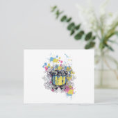 band, trommel, bas, muzikant, jazz, grappige drumm briefkaart (Staand voorkant)